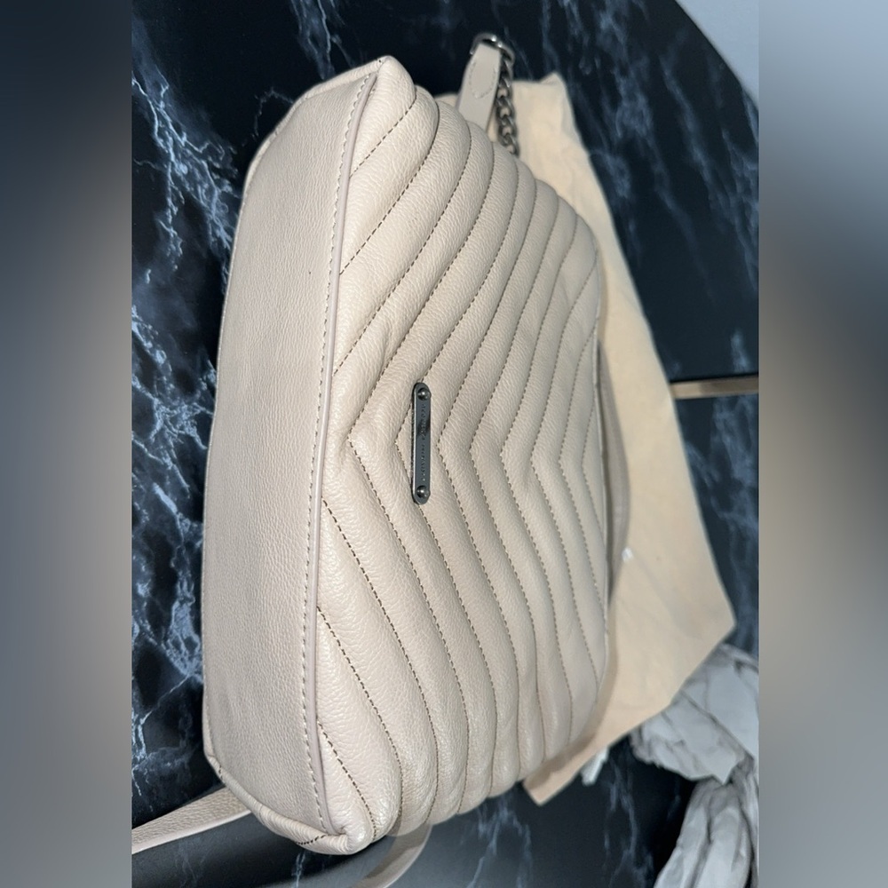 REBECCA MINKOFF Edie Top Handle Quilted Leather Satchel Cashmere AUTHENTIC - Picture 7 of 12